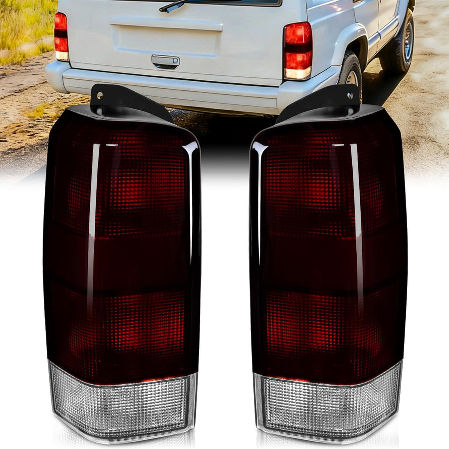 Nilight Taillight Assembly Compatible with 1997 1998 1999 2000 2001 Jeep Cherokee Limited SE Sport XJ XJ Chassis Rear Tail Light Lamp Replacement OE Style Smoked Black Drive and Passenger Side