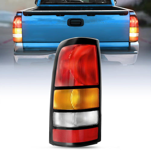 Nilight Taillight Assembly Compatible with 1999 2000 2001 2002 2003 2004 2005 2006 GMC Sierra 1999-2002 Chevy Silverado Fit Fleetside Tail Rear Light OE Style Driver Side Black Border