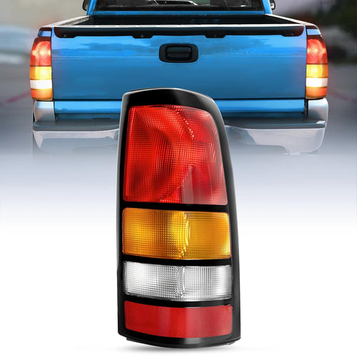 Nilight Taillight Assembly Compatible with 1999 2000 2001 2002 2003 2004 2005 2006 GMC Sierra 1999-2002 Chevy Silverado Fit Fleetside Tail Rear Light OE Style Passenger Side Black Border