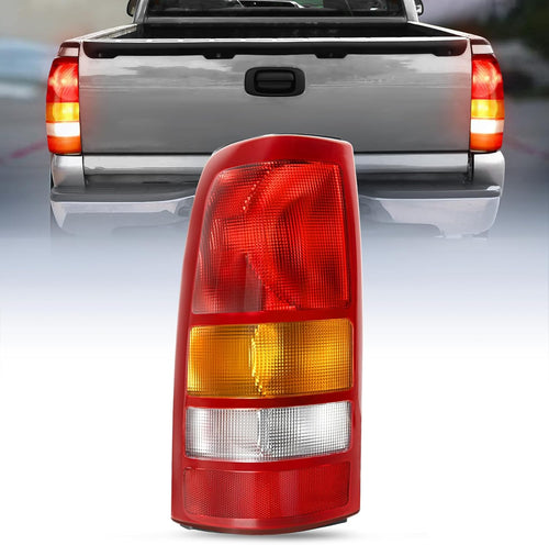 Nilight Taillight Assembly Compatible with 1999 2000 2001 2002 Chevy Silverado 1999 2000 2001 2002 2003 2004 2005 2006 GMC Sierra Tail Rear Light Fleetside OE Style Driver Side Red Border