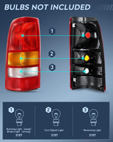 Nilight Taillight Assembly Compatible with 1999 2000 2001 2002 Chevy Silverado 1999 2000 2001 2002 2003 2004 2005 2006 GMC Sierra Tail Rear Light Fleetside OE Style Driver Side Red Border, view 3