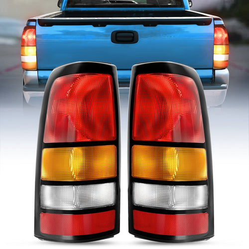 Nilight Taillight Assembly Compatible with 1999-2002 Chevy Silverado 1500 2500 3500 1999-2006 GMC Sierra 1500 2500 3500 Rear Lamp Replacement OE Style Driver Side and Passenger side Black Border