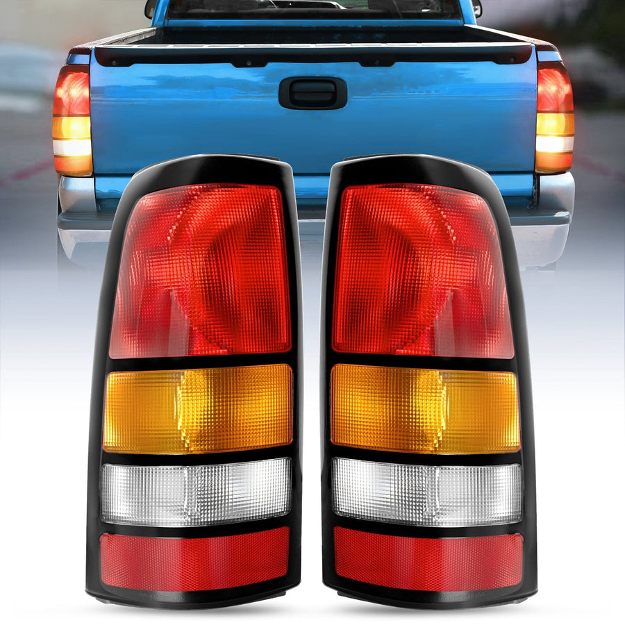 Nilight Taillight Assembly Compatible with 1999-2002 Chevy Silverado 1500 2500 3500 1999-2006 GMC Sierra 1500 2500 3500 Rear Lamp Replacement OE Style Driver Side and Passenger side Black Border