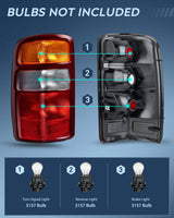 Nilight Taillight Assembly Compatible with 2000 2001 2002 2003 2004 2005 2006 Chevy Tahoe Suburban GMC Yukon Tail Light OE Style Rear Lamp Replacement Driver and Passenger Side, view 3