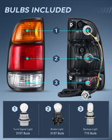 Nilight Taillight Assembly Compatible with 2000 2001 2002 2003 2004 2005 2006 Toyota Tundra Tail Light OE Style Rear Lamp Replacement Driver and Passenger Side, view 5