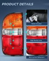 Nilight Taillight Assembly Compatible with 2001 2002 2003 2004 Toyota Tacoma Rear Tail Light Lamp Replacement OE Style Driver Side, view 6