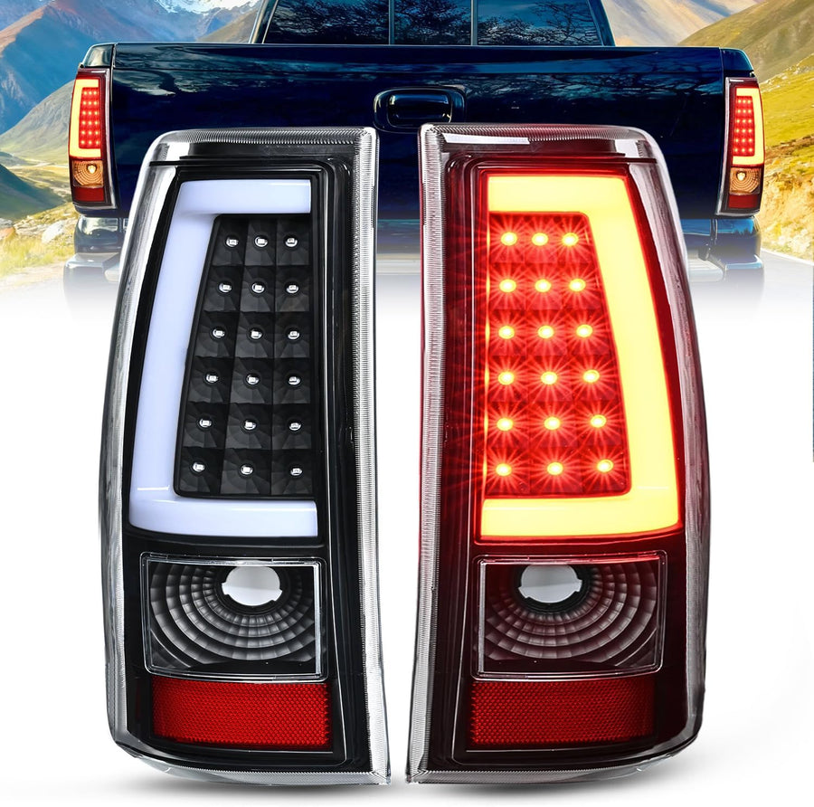 Nilight Taillight Assembly Compatible with 2003 2004 2005 2006 Chevy Silverado 1500 1500HD 2500 2500HD 3500 2007 Chevrolet Classic Incandescent Type Upgrade LED Tube Tail Lights Rear Brake Lamps