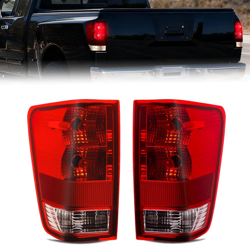 Nilight Taillight Assembly Compatible with 2004 2005 2006 2007 2008 2009 2010 2011 2012 2013 2014 2015 Nissan Titan Tail Light OE Style Rear Lamp Replacement Driver and Passenger Side Red Lens