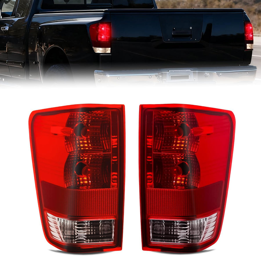 Nilight Taillight Assembly Compatible with 2004 2005 2006 2007 2008 2009 2010 2011 2012 2013 2014 2015 Nissan Titan Tail Light OE Style Rear Lamp Replacement Driver and Passenger Side Red Lens