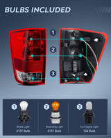 Nilight Taillight Assembly Compatible with 2004 2005 2006 2007 2008 2009 2010 2011 2012 2013 2014 2015 Nissan Titan Tail Light OE Style Rear Lamp Replacement Driver and Passenger Side Red Lens, view 2