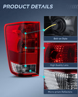 Nilight Taillight Assembly Compatible with 2004 2005 2006 2007 2008 2009 2010 2011 2012 2013 2014 2015 Nissan Titan Tail Light OE Style Rear Lamp Replacement Driver and Passenger Side Red Lens, view 5
