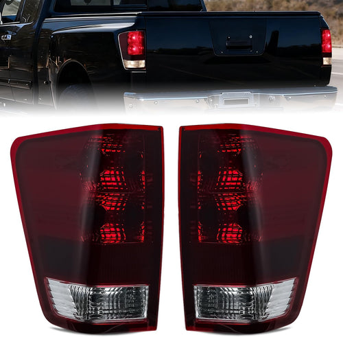 Nilight Taillight Assembly Compatible with 2004 2005 2006 2007 2008 2009 2010 2011 2012 2013 2014 2015 Nissan Titan Tail Light OE Style Rear Lamp Replacement Driver and Passenger Side Smoked Red Lens