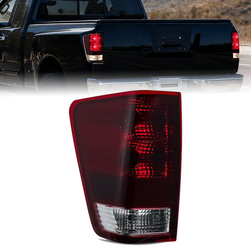 Nilight Taillight Assembly Compatible with 2004 2005 2006 2007 2008 2009 2010 2011 2012 2013 2014 2015 Nissan Titan Tail Light OE Style Rear Lamp Replacement Driver Side Smoked Red Lens