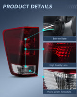 Nilight Taillight Assembly Compatible with 2004 2005 2006 2007 2008 2009 2010 2011 2012 2013 2014 2015 Nissan Titan Tail Light OE Style Rear Lamp Replacement Driver Side Smoked Red Lens, view 5