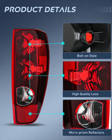 Nilight Taillight Assembly Compatible with 2004 2005 2006 2007 2008 2009 2010 2011 2012 Colorado GMC Canyon 2006 Isuzu i280 i350 2007 2008 Isuzu i290 i370 Rear Lamp OE Style Passenger Side Red Lens, view 6