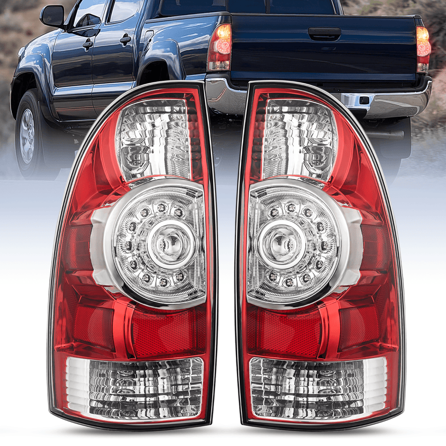 Nilight 2005 2006 2007 2008 2009 2010 2011 2012 2013 2014 2015 Toyota Tacoma Rear Lamp Replacement Taillight Assembly LED Lens Driver Side and Passenger Side