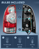 Nilight 2005 2006 2007 2008 2009 2010 2011 2012 2013 2014 2015 Toyota Tacoma Rear Lamp Replacement Taillight Assembly LED Lens Driver Side and Passenger Side, view 2