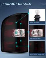 Nilight Taillight Assembly Compatible with 2007 2008 2009 2010 2011 2012 2013 2013 2014 Chevy Silverado 1500 2500HD 3500HD 07-13 GMC Sierra 3500HD Rear Lamp Tail Light Replacement Dark Red Driver Side, view 5
