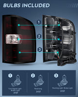 Nilight Taillight Assembly Compatible with 2007 2008 2009 2010 2011 2012 2013 2013 2014 Chevy Silverado 1500 2500HD 3500HD 2007-2013 GMC Sierra 3500HD Rear Lamp Replacement with Dark Red Lens Passenger, view 2