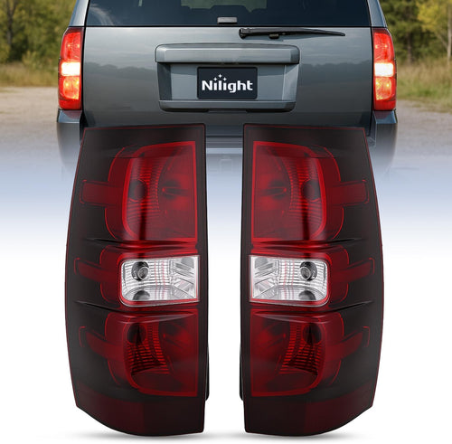 Nilight Taillight Assembly Compatible With 2007 2008 2009 2010 2011 2012 2013 2014 Chevy Chevrolet Tahoe Suburban Tail Lights Rear Lamps Replacement Driver and Passenger Side Dark Red