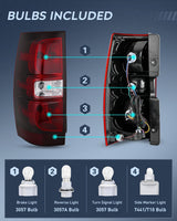 Nilight Taillight Assembly Compatible With 2007 2008 2009 2010 2011 2012 2013 2014 Chevy Chevrolet Tahoe Suburban Tail Lights Rear Lamps Replacement Driver and Passenger Side Dark Red, view 2
