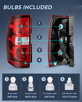 Nilight Taillight Assembly Compatible With 2007 2008 2009 2010 2011 2012 2013 2014 Chevy Chevrolet Tahoe Suburban Tail Lights Rear Lamps Replacement Driver and Passenger Side Red, view 2