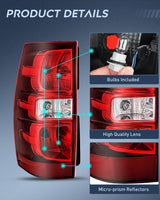 Nilight Taillight Assembly Compatible With 2007 2008 2009 2010 2011 2012 2013 2014 Chevy Chevrolet Tahoe Suburban Tail Lights Rear Lamps Replacement Driver and Passenger Side Red, view 5