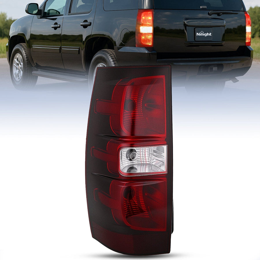 Nilight Taillight Assembly Compatible With 2007 2008 2009 2010 2011 2012 2013 2014 Chevy Chevrolet Tahoe Suburban Tail Lights Rear Lamps Replacement Driver Dark Red