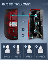 Nilight Taillight Assembly Compatible With 2007 2008 2009 2010 2011 2012 2013 2014 Chevy Chevrolet Tahoe Suburban Tail Lights Rear Lamps Replacement Driver Dark Red, view 2