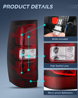 Nilight Taillight Assembly Compatible With 2007 2008 2009 2010 2011 2012 2013 2014 Chevy Chevrolet Tahoe Suburban Tail Lights Rear Lamps Replacement Driver Dark Red, view 4