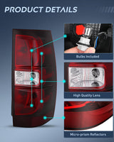 Nilight Taillight Assembly Compatible With 2007 2008 2009 2010 2011 2012 2013 2014 Chevy Chevrolet Tahoe Suburban Tail Lights Rear Lamps Replacement Passenger Side Dark Red, view 3