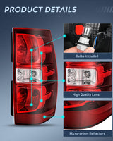 Nilight Taillight Assembly Compatible With 2007 2008 2009 2010 2011 2012 2013 2014 Chevy Chevrolet Tahoe Suburban Tail Lights Rear Lamps Replacement Passenger Side Red, view 3
