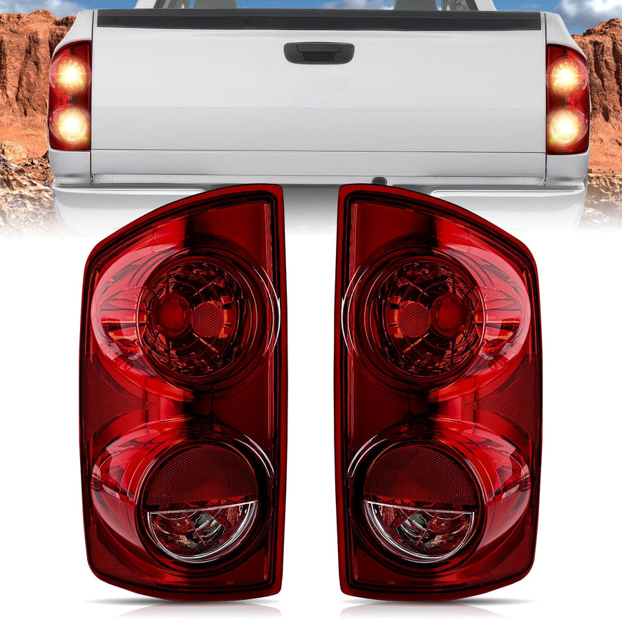 Nilight Taillight Assembly Compatible with 2007 2008 Dodge Ram 1500 2007 2008 2009 Dodge Ram 2500 3500 Rear Lamp Replacement OE Style Driver Side and Passenger Side Dark Red Lens
