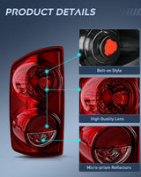 Nilight Taillight Assembly Compatible with 2007 2008 Dodge Ram 1500 2007 2008 2009 Dodge Ram 2500 3500 Rear Lamp Replacement OE Style Driver Side Dark Red Lens, view 6