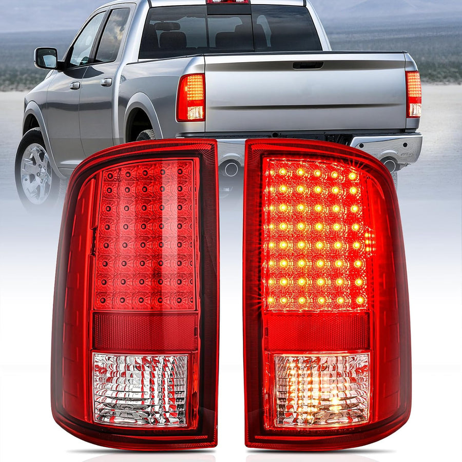 Nilight Taillight Assembly Compatible with 2009 2010 2011 2012 2013 2014 2015 2016 2017 2018 Dodge Ram 1500 2010-2018 Ram 2500 3500 Incandescent Type Upgrade LED Tail Lights Rear Brake Lamps