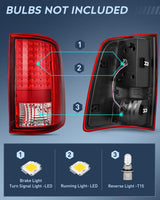 Nilight Taillight Assembly Compatible with 2009 2010 2011 2012 2013 2014 2015 2016 2017 2018 Dodge Ram 1500 2010-2018 Ram 2500 3500 Incandescent Type Upgrade LED Tail Lights Rear Brake Lamps, view 3