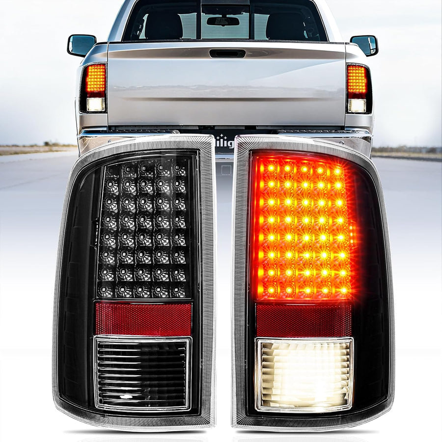 Nilight Taillight Assembly Compatible with 2009 2010 2011 2012 2013 2014 2015 2016 2017 2018 Dodge Ram 1500 2010-2018 Ram 2500 3500 Incandescent Type Upgrade LED Tail Lights Rear Brake Lamps