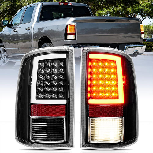Nilight Taillight Assembly Compatible with 2009 2010 2011 2012 2013 2014 2015 2016 2017 2018 Dodge Ram 1500 2010-2018 Ram 2500 3500 Incandescent Type Upgrade LED Tube Tail Lights Rear Brake Lamps