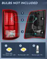 Nilight Taillight Assembly Compatible with 2009 2010 2011 2012 2013 2014 2015 2016 2017 2018 Dodge Ram 1500 2010-2018 Ram 2500 3500 Incandescent Type Upgrade LED Tube Tail Lights Rear Brake Lamps, view 3