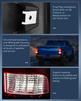 Nilight Taillight Assembly Compatible with 2009 2010 2011 2012 2013 2014 2015 2016 2017 2018 Dodge Ram 1500 2500 3500 2019 2020 2021 Classic Rear Lamp OE Style Driver Side and Passenger Side Dark Red, view 6