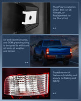 Nilight Taillight Assembly Compatible with 2009 2010 2011 2012 2013 2014 2015 2016 2017 2018 Dodge Ram 1500 2500 3500 2019 2020 2021 Classic Rear Lamp OE Style Driver Side Dark Red, view 6