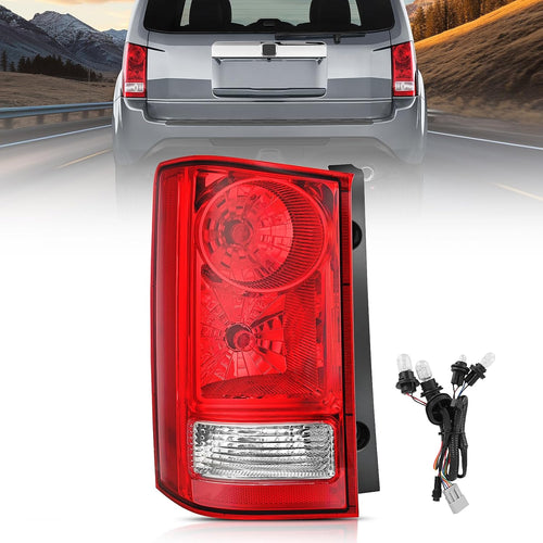 Nilight Taillight Assembly Compatible with 2009 2010 2011 2012 2013 2014 2015 Honda Pilot Red Clear Tail Lights Rear Lamp Replacement OE Style Driver Side w/Bulbs