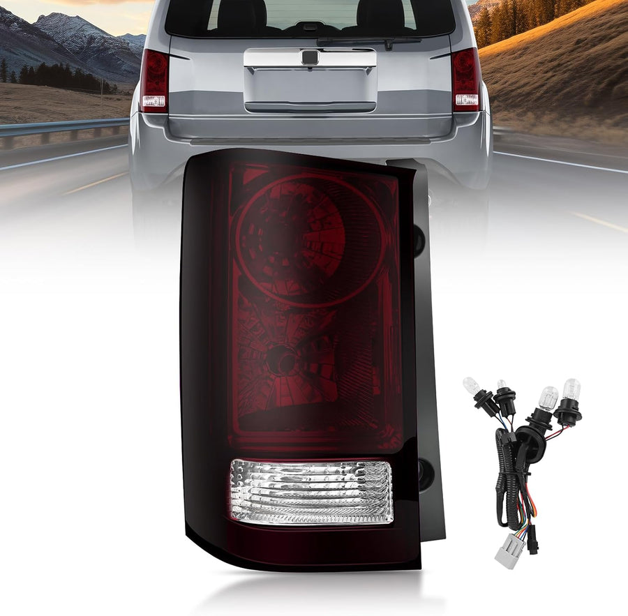 Nilight Taillight Assembly Compatible with 2009 2010 2011 2012 2013 2014 2015 Honda Pilot Smoked Red Tail Lights Rear Lamp Replacement OE Style Driver Side w/Bulbs