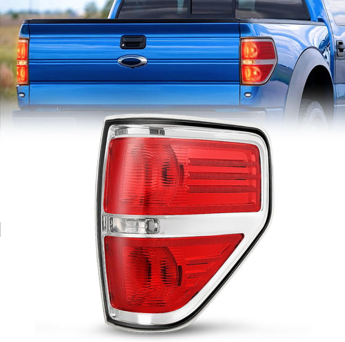 Nilight Taillight Assembly Compatible with 2009 2010 2011 2012 2013 2014 Ford F-150 F150 Pickup Truck Taillight Rear Lamp Replacement OE Style Red Housing Passenger side Chrome Trim