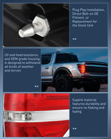 Nilight Taillight Assembly Compatible with 2009 2010 2011 2012 2013 2014 Ford F-150 F150 Pickup Truck Taillight Rear Lamp Replacement OE Style Red Housing Passenger side Chrome Trim, view 5