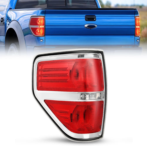Nilight Taillight Assembly Compatible with 2009 2010 2011 2012 2013 2014 Ford F-150 F150 Pickup Truck Taillights Rear Lamp Replacement OE Style Red Housing Driver Side Chrome Trim