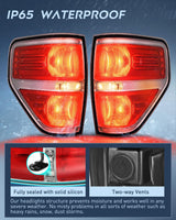 Nilight Taillight Assembly Compatible with 2009 2010 2011 2012 2013 2014 Ford F-150 Pickup Truck Taillights Rear Lamp Replacement OE Style Red Housing Driver and Passenger Side Chrome Trim, view 4