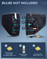 Nilight Taillight Assembly Compatible with 2009 2010 2011 2012 2013 2014 Ford F150 Incandescent Type Styleside Upgrade LED Tube tail lights; Rear Brake Lamps Smoked Lens, view 3