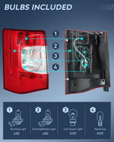 Nilight Taillight Assembly Compatible with 2011 2012 2013 2014 2015 2016 Chrysler Town & Country with LED Type Taillights Only Rear Lamp OE Style Driver Side and Passenger Side, view 3