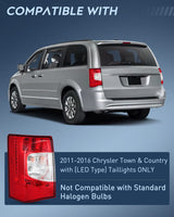 Nilight Taillight Assembly Compatible with 2011 2012 2013 2014 2015 2016 Chrysler Town & Country with LED Type Taillights Only Rear Lamp OE Style Driver Side, view 2